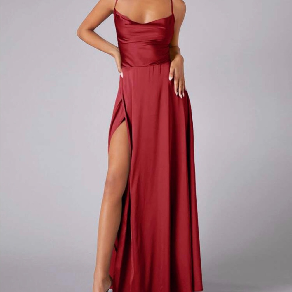 Shein maroon silk gown size medium
